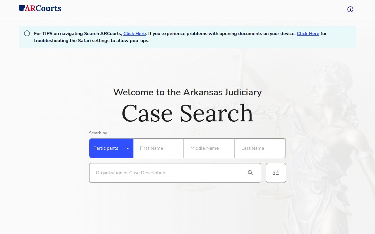 Benton County people search Search ARCourts case lookup screenshot