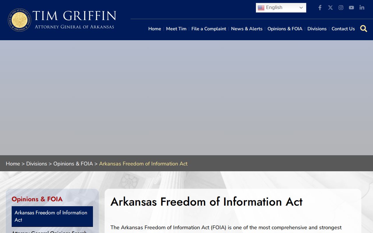 Benton County public records Arkansas Attorney General FOIA guidance