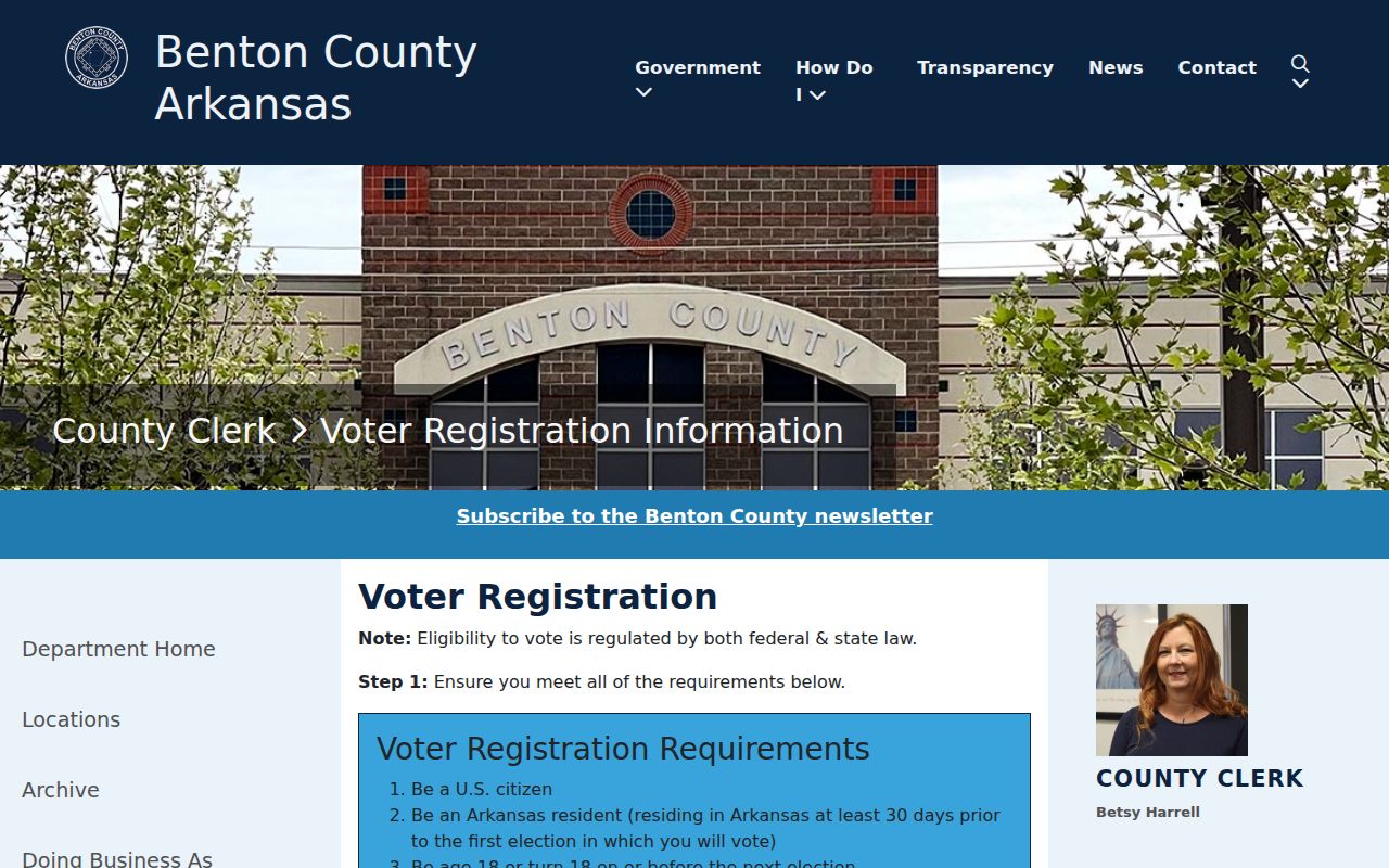 Benton County voter registration records County Clerk instructions
